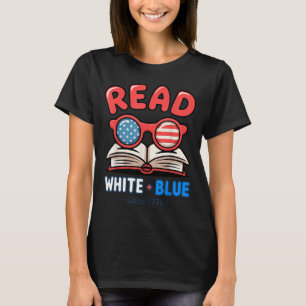 Mädchen Patriotisches Buch 4. Juli Design T-Shirt