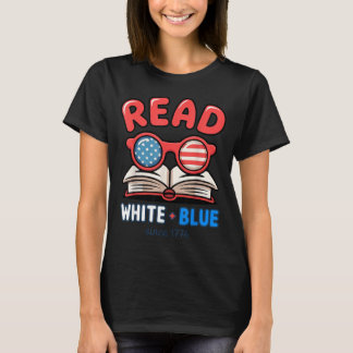 Mädchen Patriotisches Buch 4. Juli Design T-Shirt