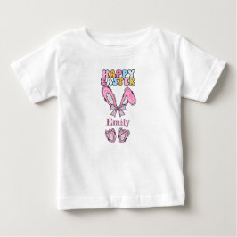 Mädchen personalisieren glückliche Ostern Bunny Pi Baby T-shirt