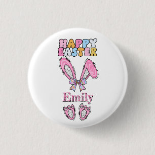 Mädchen personalisieren glückliche Ostern Bunny Pi Button