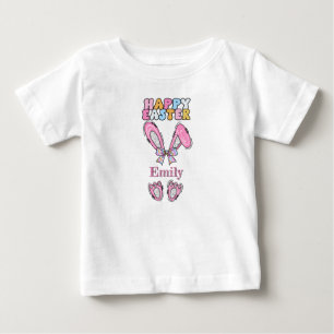 Mädchen personalisieren glücklichen Osterhasen Ros Baby T-shirt