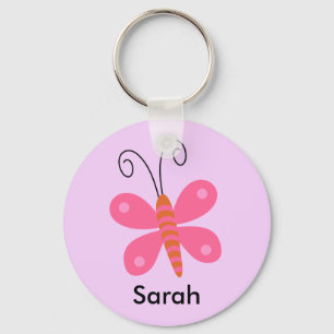 Mädchen Personalisiert Pink Butterfly Schlüsselket Schlüsselanhänger