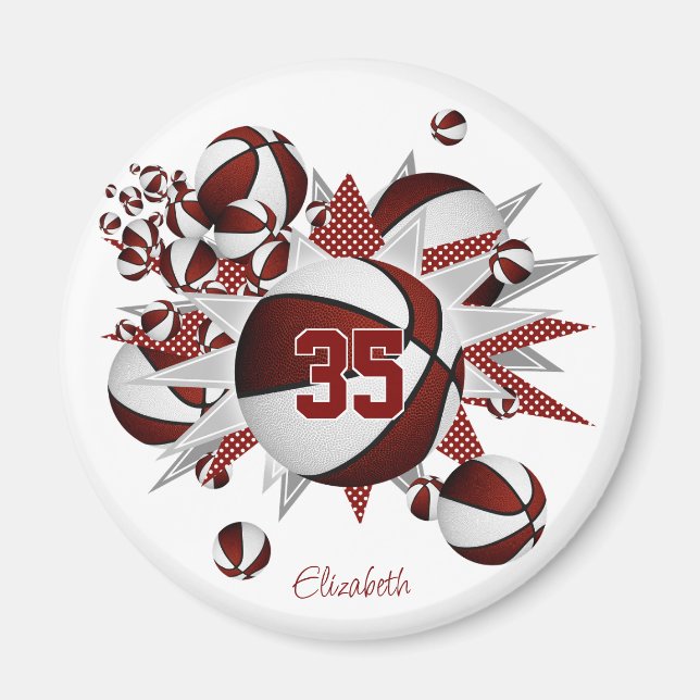 Mädchen personalisierte Basketballstars Magnet (Vorne)