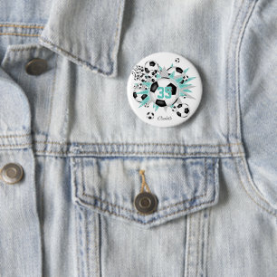 Mädchen personalisierte Fußballbälle Sterne Licht Button