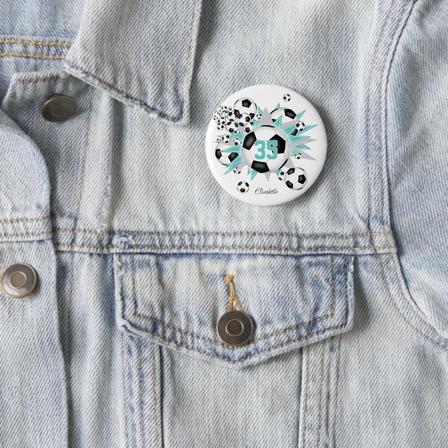 Mädchen personalisierte Fußballbälle Sterne Licht  Button (Beispiel)