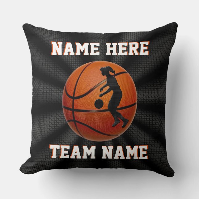Mädchen-personalisierter Basketball Pillows Kissen (Vorderseite)