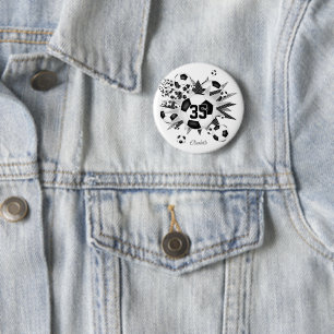 Mädchen personalisierter Fußball-Blowout Button