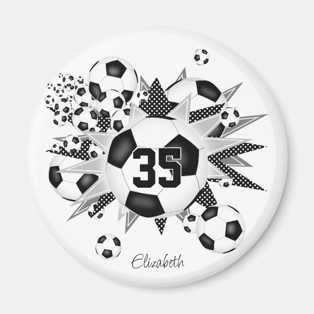 Mädchen personalisierter Fußball-Blowout Magnet (Vorne)
