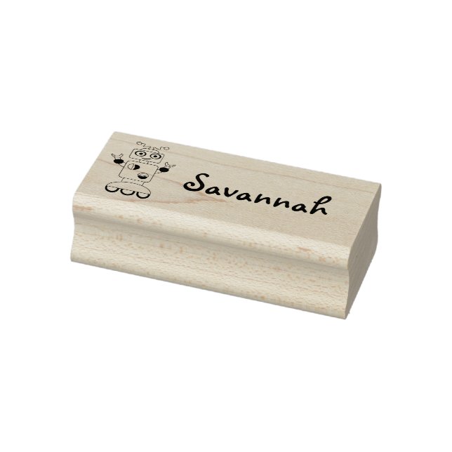 Mädchen Personalisierter Girly Robot mit Namen Kin Gummistempel (Stempel)
