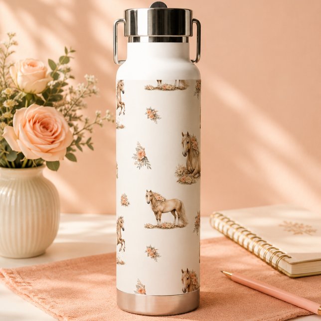 Mädchen Pfirsich Pferd Rosen Muster Trinkflasche (Von Creator hochgeladen)