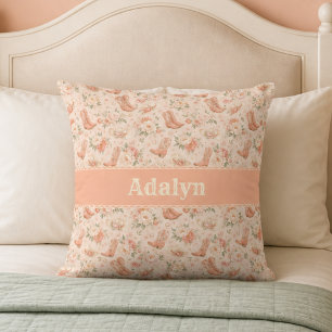 Mädchen Pfirsich Western Coquette Shabby Chic Mono Kissen