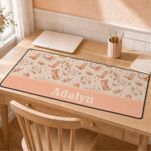 Mädchen Pfirsich Western Coquette Shabby Chic Mono Schreibtischunterlage
