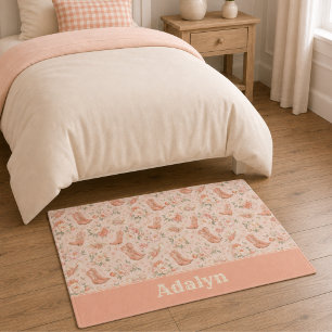 Mädchen Pfirsich Western Cowgirl Shabby Chic Monog Fußmatte
