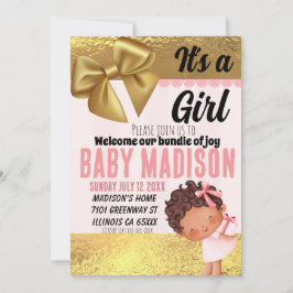 Mädchen pink und Gold Babydusche Einladung