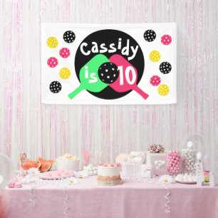 Mädchen pink und grün Pickleball Banner
