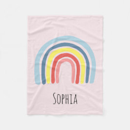Mädchen Pink Whimsical Boho Regenbogen und Name Ki Fleecedecke