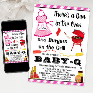 Mädchen Pinkes Grill-Baby-Shower Einladung