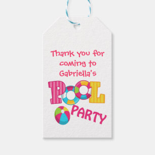 Mädchen-Pool-Party-personalisierte Geschenkanhänger