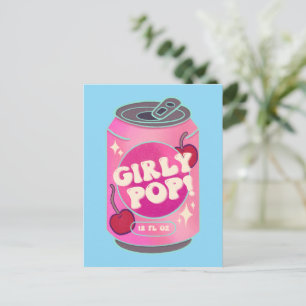 Mädchen-Pop-Kirschen-Soda-Dose   Retro Y2K Rosa Postkarte