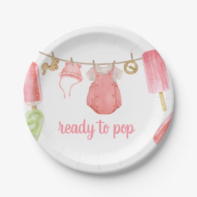 Mädchen-Popsicle-Baby-Party Pappteller (Vorderseite)