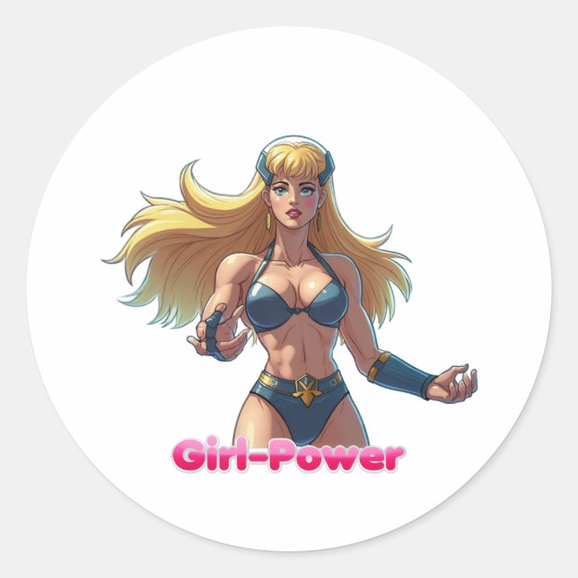Mädchen-Power-Aufkleber Runder Aufkleber (Vorderseite)