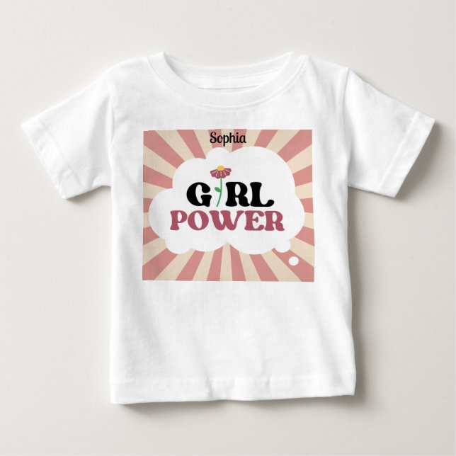MÄDCHEN POWER. Bearbeitbarer Name Baby T-shirt (Vorderseite)