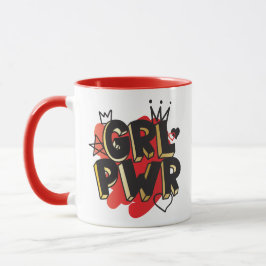 MÄDCHEN, POWER, Kronen & Herzen, Rot & Gold Tasse