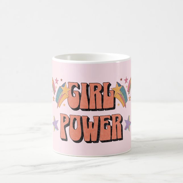 Mädchen-Power-Textdesign mit Sternen Kaffeetasse (Mittel)