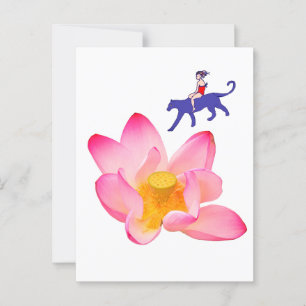 Mädchen, Puma und Lotus Postkarte