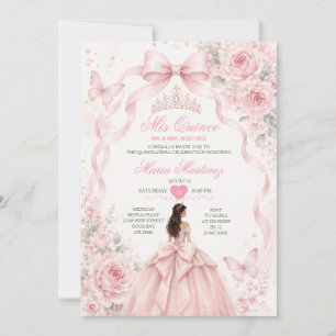 Mädchen Quinceañera Rosafarbenes 15-Jahres-Prinzes Einladung