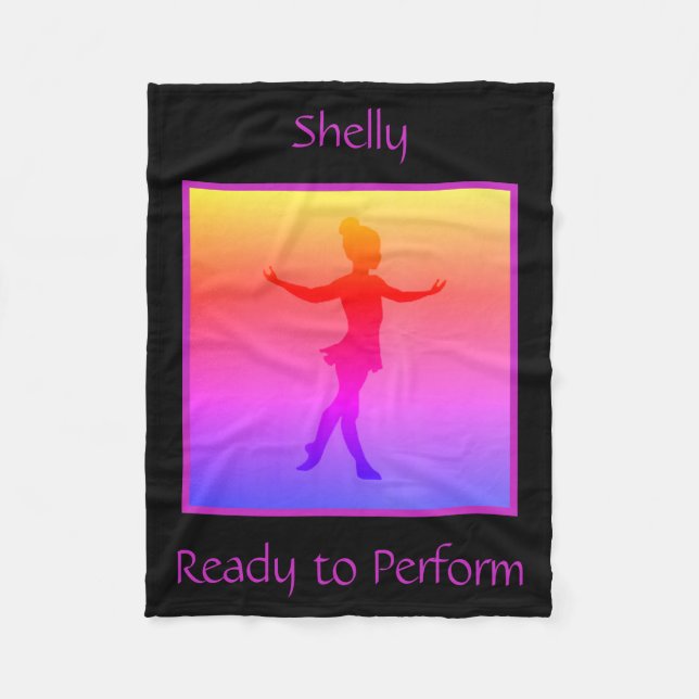Mädchen "Ready to Perform" Fleece Blanket mit Name (Vorderseite)