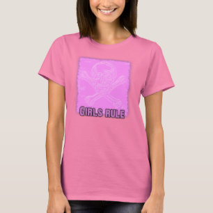 Mädchen-Regel-Schädel-u. Kreuz-Knochen T-Shirt