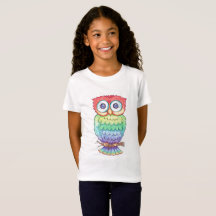 Mädchen-Regenbogen-Eulen-T - Shirt