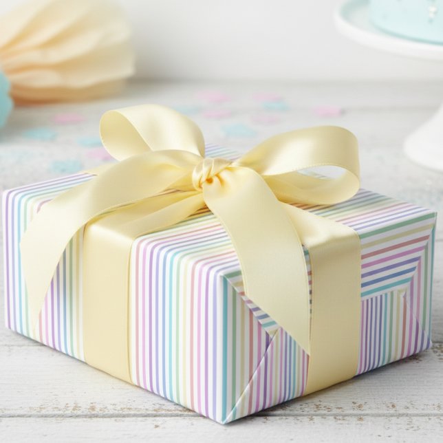 Mädchen Regenbogen Streifen Geschenkpapier (Girly Rainbow Stripes Wrapping Paper for Her. Cute and Simple Multicolored Striped Pattern for Kids.)