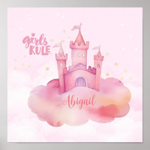 Mädchen regieren Palast auf der rosa Wolke Poster
