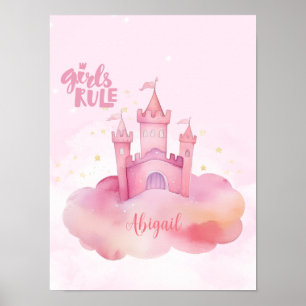 Mädchen regieren Palast auf der rosa Wolke Poster