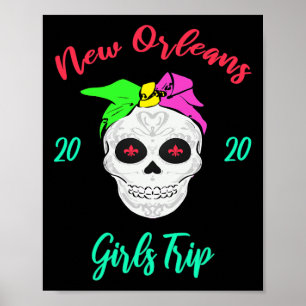 Mädchen Reise New Orleans Schädel passende Urlaub Poster