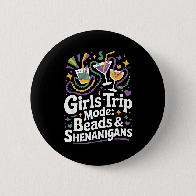 Mädchen Reise Perlen Schabernack Mardi Gras beste  Button (Vorderseite)