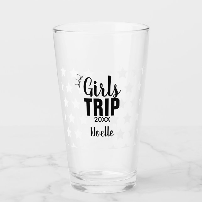 Mädchen reisen mit Krone, Jahr und Sternen Glas (Vorderseite)
