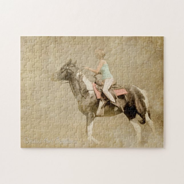 Mädchen-Reitpferd (Horizontal)