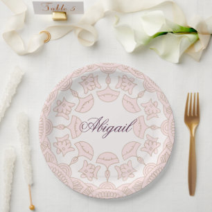 Mädchen Religiöse Feier Pink Muster Pappteller