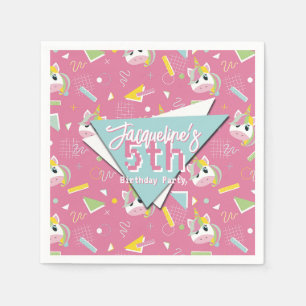 Mädchen Retro Rosa Einhorn Geburtstag Serviette