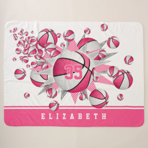 Mädchen rosa Basketballstars personalisiert Sherpadecke