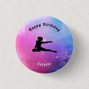 Mädchen Rosa / Blau Happy Birthday Button