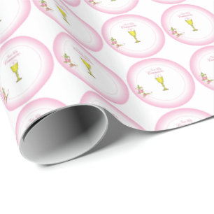 Mädchen Rosa Erstkommunion, Kelch, Hostie, Rosen Geschenkpapier
