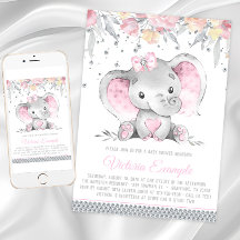 Mädchen Rosa Grauer Elefant Diamant Baby Shower