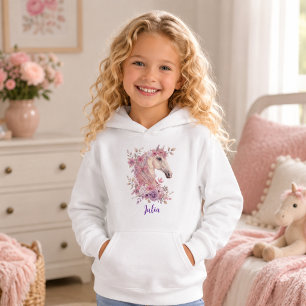 Mädchen Rosa Lila Süßes Pony Personalisiert Hoodie