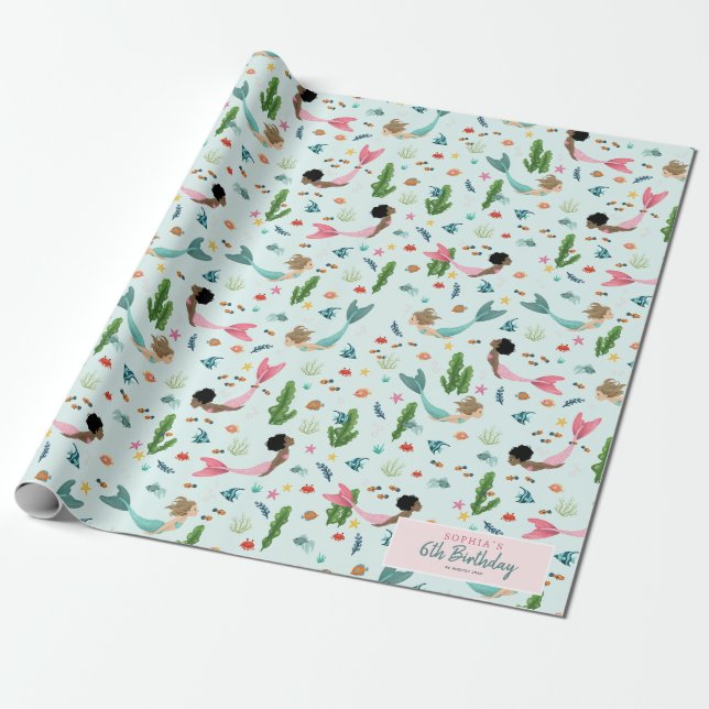 Mädchen Rosa Magische Niedlich unter dem Meer Gebu Geschenkpapier (Ungerollt)