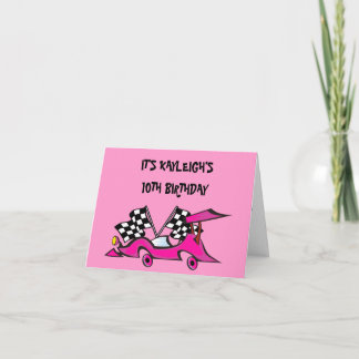 Mädchen rosa Racecar Geburtstags-Einladungen Einladung