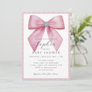 Mädchen Rosa Schleife Baby Shower Einladung